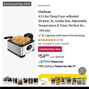 Chefman Stainless Steel Deep Fryer with Basket